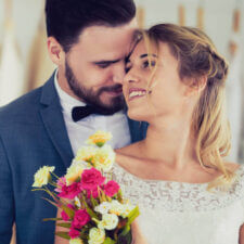 Beautiful Model Wedding Couple In Studio Shop Picture Vintage St